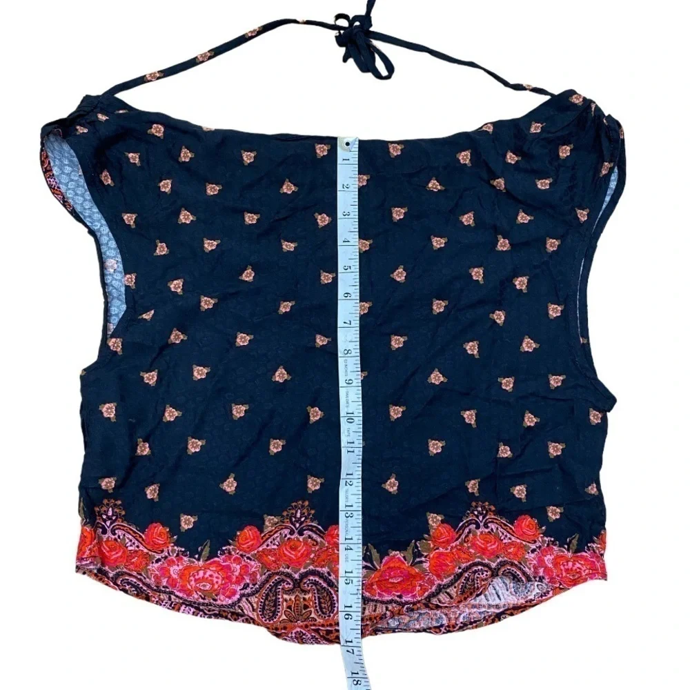 NWOT FREE PEOPLE Silas Printed Cowlneck Top / Black Combo